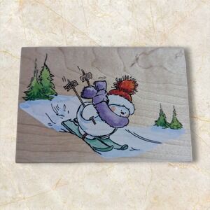 Margaret Sherry Collection x‎ Penny Black 2004 2994k Skiing Snowman wood rubber